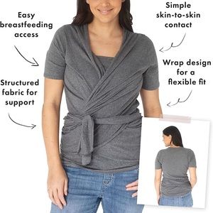 Kindred Bravely Organic Cotton Skin to Skin Wrap Top | Kangaroo Shirt gray